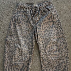 Free people leopard barrel jeans